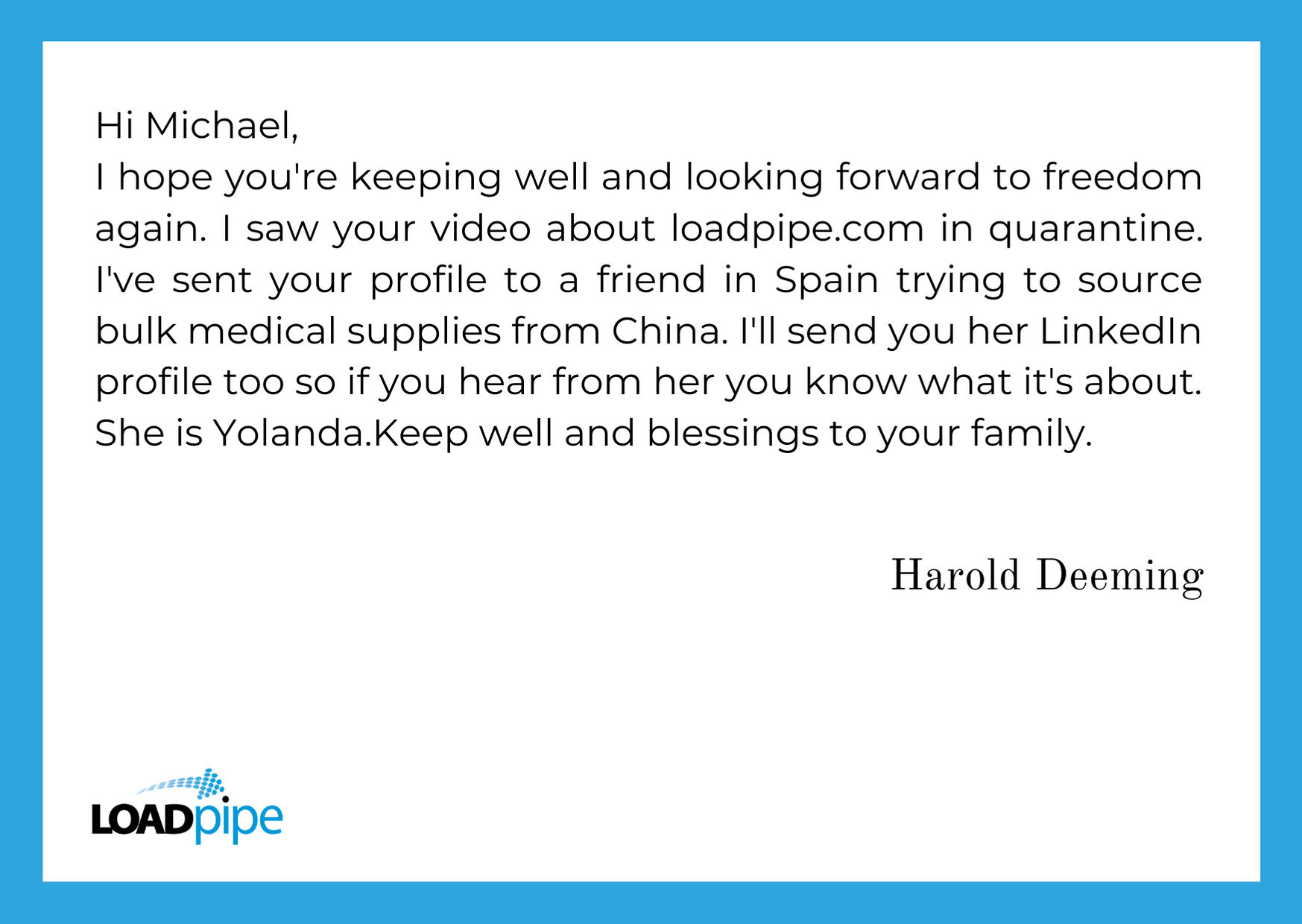 Loadpipe testimonial
